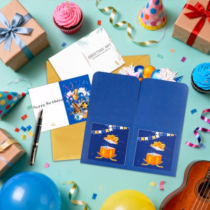 GREETING ART Happy 4th Birthday Pop Up Card,Funny Guitar Ballons Box Themed - color: 4th