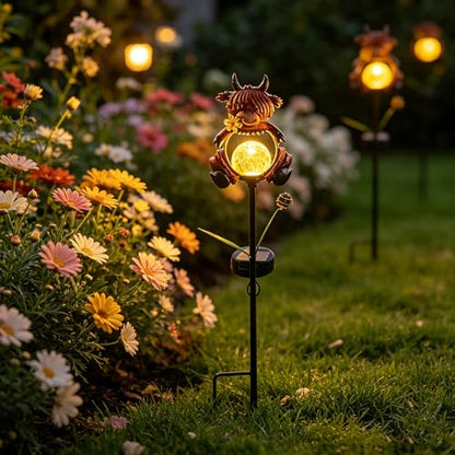 2 Pack Solar Highland Cow Garden Stake Lights for Outside Waterproof - color: Brown-2 Pack