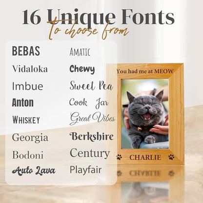 Personalized Dog Picture Frame, 8x10 Wooden Photo Frame with Engraved Name - color: Wood Frame, size: Landscape 8X10