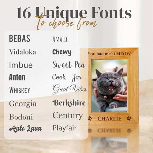 Personalized Pet Picture Frame, 8x10 Wooden Photo Frame with Engraved Name - color: Wood Frame, size: Portrait 8X10