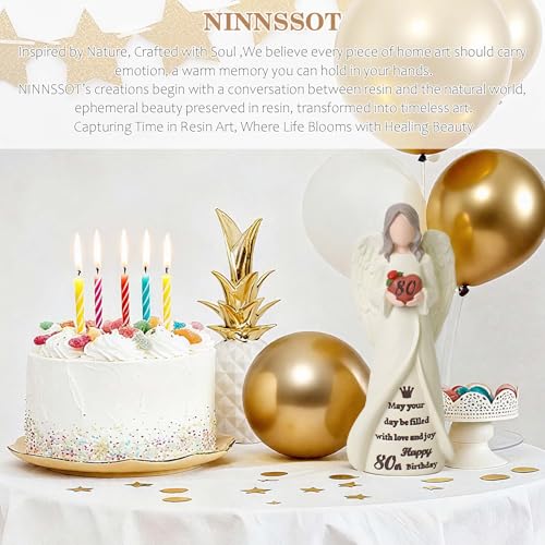 80th Birthday Gifts for Women, Happy 80th Birthday Decorations for Women | Best Gifts for 80 Year Old Woman Moms Grandmother Friends, Elegant Angel Figurine for Home Party Decor - style: 80th Birthday