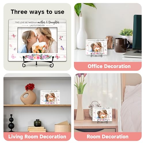 DETIHO Mom Picture Frame, 4"x6" Mothers Day Photo Gifts，Mom Wooden Picture - style: mother & daughter