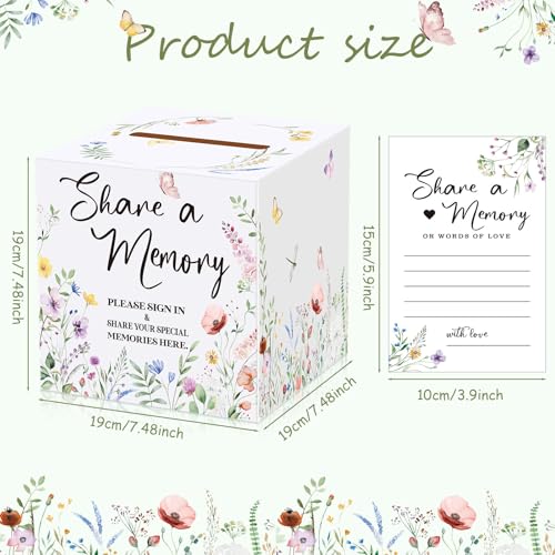 Fainne 50 Pcs Floral Share a Memory Cards with Celebration of Life Box Funeral Advice Cards Thank You Sympathy Holder Box Decor for Guest Funerals Memorial Service Farewell Remembrance Party Supplies - style: Foral