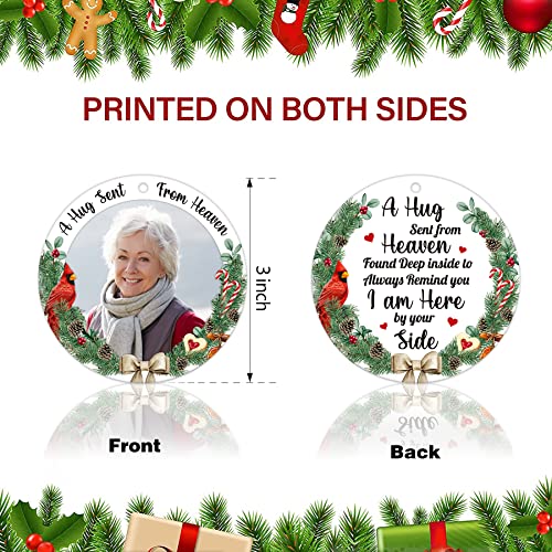 JUESMOS Picture Frame Red Cardinal Christmas Ornaments 2025 Christmas in Heaven Ornaments, in Memory of Loved One Memorial Photo Frame Ornament for Xmas Tree Ornament Memorial Gifts