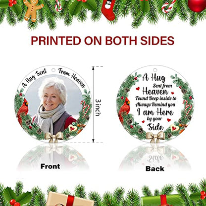 JUESMOS Picture Frame Red Cardinal Christmas Ornaments 2025 Christmas in Heaven Ornaments, in Memory of Loved One Memorial Photo Frame Ornament for Xmas Tree Ornament Memorial Gifts
