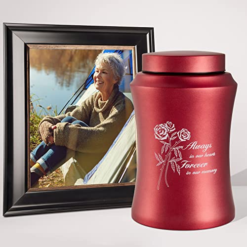 Red Cremation Urns for Human Ashes Adult Female/Mom/Mother | Decorative Burial Urn, Funeral Cremation Urns for Women and Men - Large Red Rose Urn(220 LB) - size: Large,Red Rose