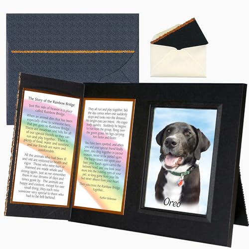 The Story of the Rainbow Bridge Pet Memorial Gifts for Dogs, Handcrafted Picture Frame Keepsake, Gift-Boxed with Message Card, Black with Foil Accents - color: Black, size: Rainbow Bridge