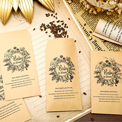 Fumete 50 Pcs Baby Shower Seed Packets Self Adhesive, Black Flower - style: Black Flower