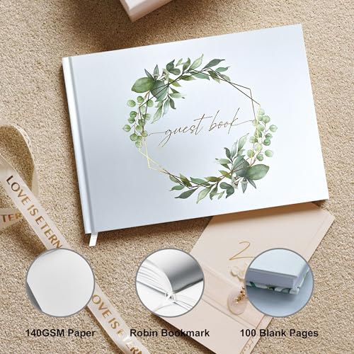 Mr&MrsGifts Elegant Wedding Guest Book Hard Cover Guest Sign in Book,GD | Guest Book Wedding Reception,Bridal Shower Gifts,Wedding Gifts - color: Garland