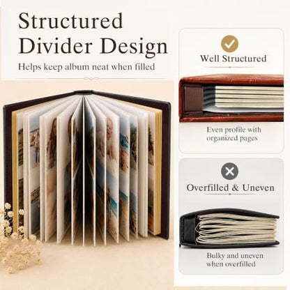 Black Large Self-Adhesive Photo Album, PU Leather Cover - color: Black, size: Large