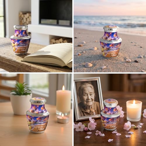 Footprint Keepsake Cremation Urn for Human Ashes – Small Aluminum Memorial Urn with Inspirational Quote, Decorative Remembrance Keepsake for Men & Women - size: Small Keepsake