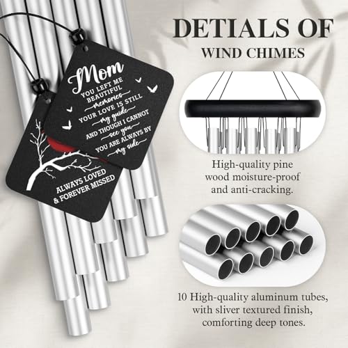 SteadStyle Memorial Gifts for Loss of Mom, Cardinal Memorial Wind Chimes | Sympathy Bereavement Gifts for Loss of Mother, Remembrance Condolence Gifts, In Memory of Mom Wind Chimes 26In Garden Patio
