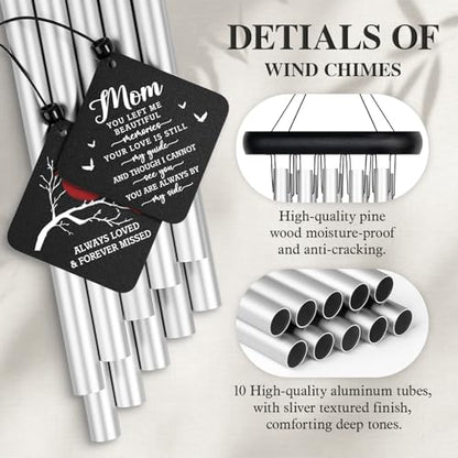 SteadStyle Memorial Gifts for Loss of Mom, Cardinal Memorial Wind Chimes | Sympathy Bereavement Gifts for Loss of Mother, Remembrance Condolence Gifts, In Memory of Mom Wind Chimes 26In Garden Patio