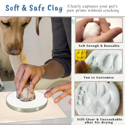 Clay & Ink Paw Print Kit,Make 3 Pawprint Ornaments(2 Clay&1 Ink),Dog Cat Paw/Nose Print Keepsake,Clean Touch Ink Pad & Soft Clay, Inkless Pet Paw Print Impression Kit,Pet Christmas Ornament - size: 2 clay &1 ink pad