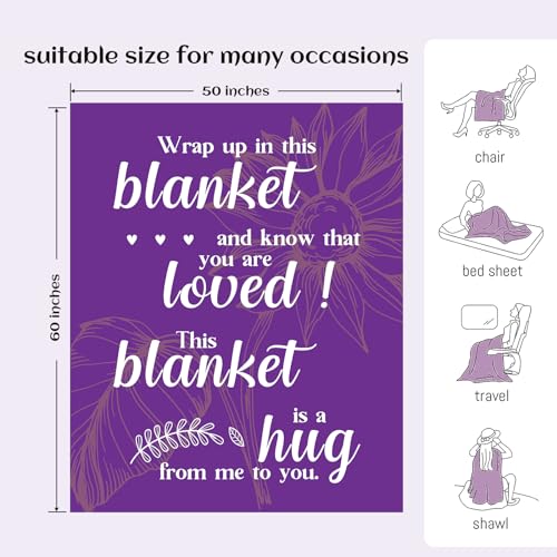 Get Well Soon Gifts, Inspirational Gifts for Her Him, Cancer Care Gifts for Women or Men, Encouragement Healing/After Surgery/Thinking of You Gifts, Hug Blanket 60"x50"(Purple)… - color: Purple