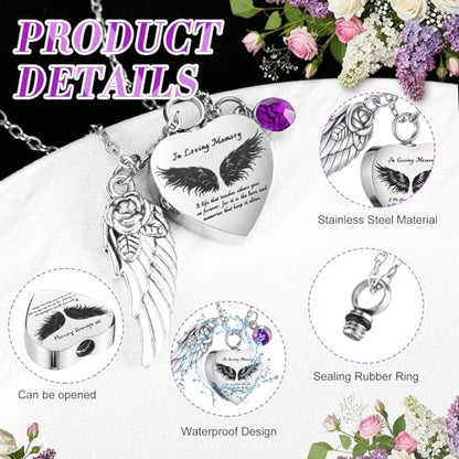 Ecation 12 Pcs Small Urn Cremation Jewelry Necklaces for Ashes Stainless Steel Keepsake Urns Memorial Locket Mini Ash Holders Waterproof for Human Adult Female Male Family Loved One (Purple) - color: Purple