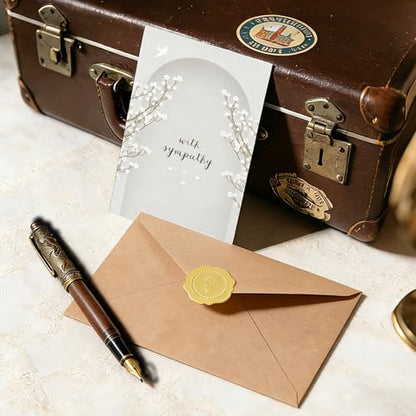 Heartfelt Sympathy Card for Friends, Family, or Colleagues - Sent by Daughter, Son, Friend, or Boss, Includes Elegant Envelope and Rose Pattern Gold Sticker - color: QY-42