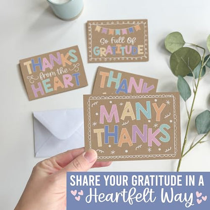 54 Bulk Thank You Cards with Envelopes Blank Cute Thank You Cards | Kraft Colorful 5 x 3.5 Appreciation Card Birthdays, Baby Shower, Teacher, Small Business, Party Guests, Coworkers & Holidays - style: Kraft Colorful 54 pcs