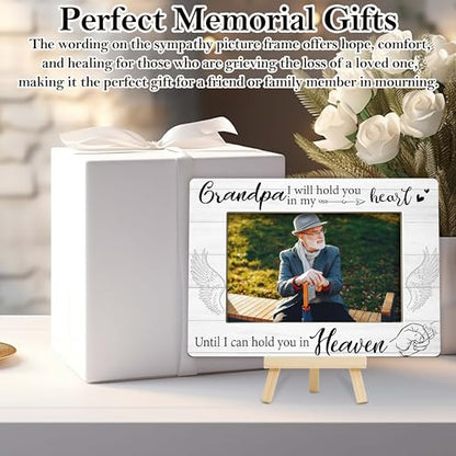 Memorial Gifts Loss of Grandpa, Sympathy Picture Frame, Remembrance Gifts Wooden Photo Frame with Easel, 4x6 Bereavement Picture Frame for Tabletop Display - G09 - style: Loss of Grandpa
