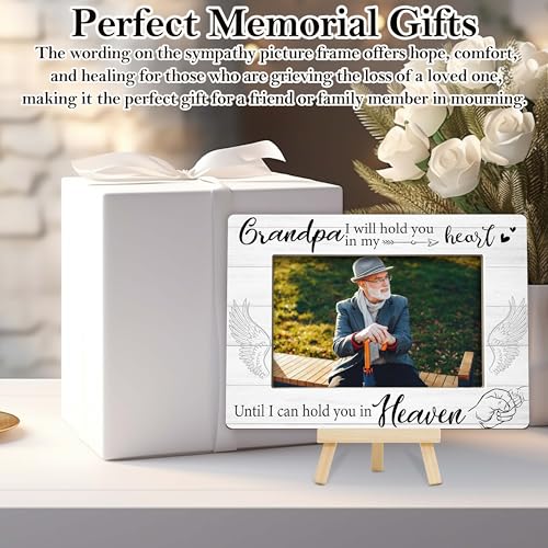 Memorial Gifts Loss of Grandpa, Sympathy Picture Frame, Remembrance Gifts Wooden Photo Frame with Easel, 4x6 Bereavement Picture Frame for Tabletop Display - G09 - style: Loss of Grandpa