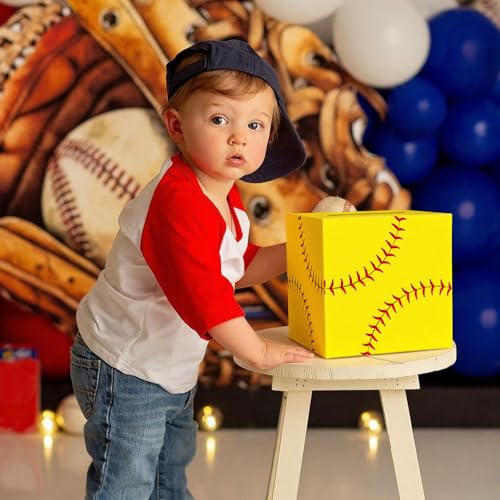 Hxezoc Softball Card Box Sports Party Favors Post Box Cardboard Receiving Money Holder for Softball Theme Wedding Reception, Baby Showers, Anniversary, Birthday Party, Table Centerpiece Decorations - style: Softball