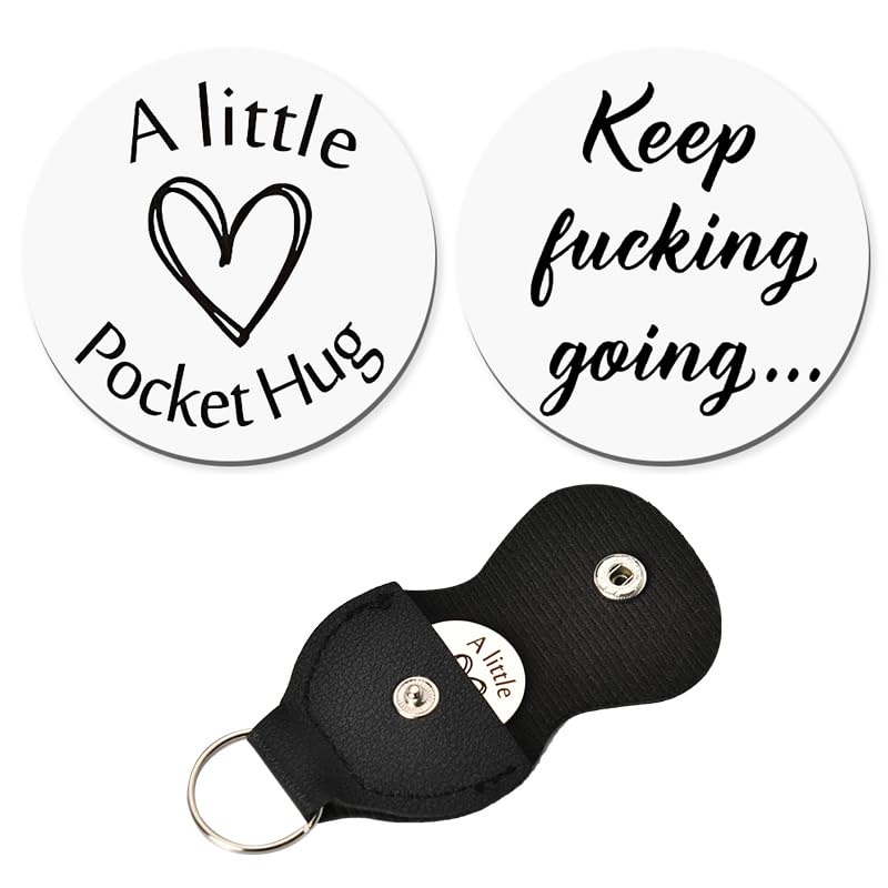 ShiQiao Spl Keep Fucking Going Pocket Hug Token Keychain for Women Men Sister Brother Birthday Christmas Gifts for Friends Daughter Son Inspirational Gifts Self Encouragement Key Chains with PU Pouch - color: Keep Fucking Going