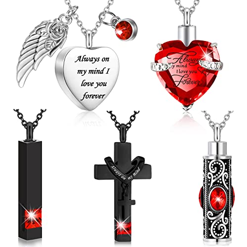 Fumete 5 Pcs Urn Necklaces for Ashes Cremation Keepsake - color: Red
