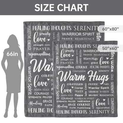 Warm Hugs Healing Blanket, Get Well Gifts for Women Men | Cancer Care, Chemo, After Surgery, Get Well Soon, Thinking of You Gifts, Soft Throw Blanket 60" x 80'' - color: Grey, size: 60"x80"