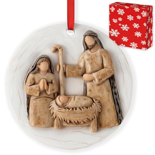 3D Nativity Scene Ornament for Christmas Tree - Religious Christian Church Ornaments Holy Family Tradition Gifts - Unique Jesus Ornaments Decorations for Family Friends - style: Nativity