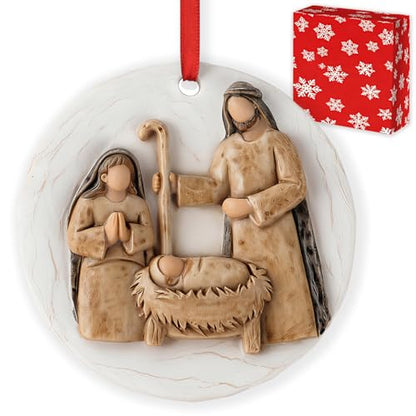 3D Nativity Scene Ornament for Christmas Tree - Religious Christian Church Ornaments Holy Family Tradition Gifts - Unique Jesus Ornaments Decorations for Family Friends - style: Nativity