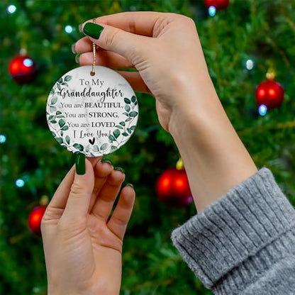 to My Granddaughter Christmas Ornament 2026 from Grandma and Grandpa, Double-Side Printed Christmas Ornament for Granddaughter Xmas Tree Keepsake - color: Granddaughter