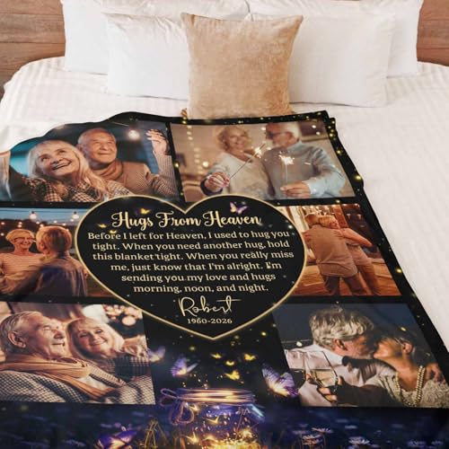 Customized Memorial Blankets with Photos for Loss of Mother Dad Grandma Grandpa Made in USA - color: New Design 19