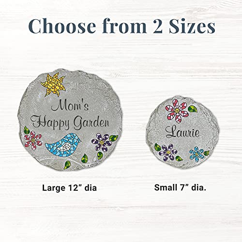 Let's Make Memories Personalized Mosaic Garden Stone - for Grandma, Mom - Large Stone - Personalize Message - style: Any Message - Large Round Bird Mosaic