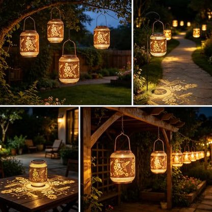 Hummingbird Solar Lantern Outdoor Hanging Solar Garden Light Gift for Women - color: 02-Hummingbird