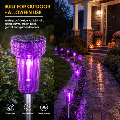 Halloween Solar Lights Outdoor Waterproof Purple Landscape Lights, 8 Pack - color: Purple, size: 8Pack