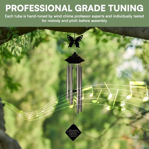 Memorial Wind Chimes for Loss of Loved One, Sympathy Gift, Outdoor Wind Chimes, Silver, 33 Inch