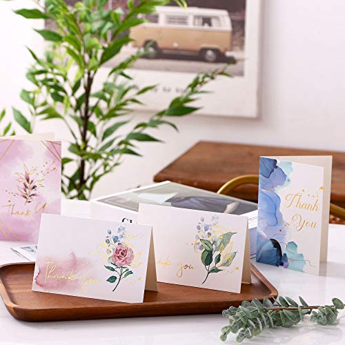 Winoo Design Heavy Duty Thank You Cards with Envelopes - 36 PK - Gold Thank You Notes 4x6 Inches Baby Shower Wedding Cards Small Business Graduation Funeral Bridal Shower (Assortment) - style: Assortment