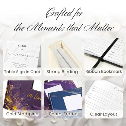 Funeral Guest Book, in Loving Memory Sign in Book with Photo Slot - color: Beige Photo