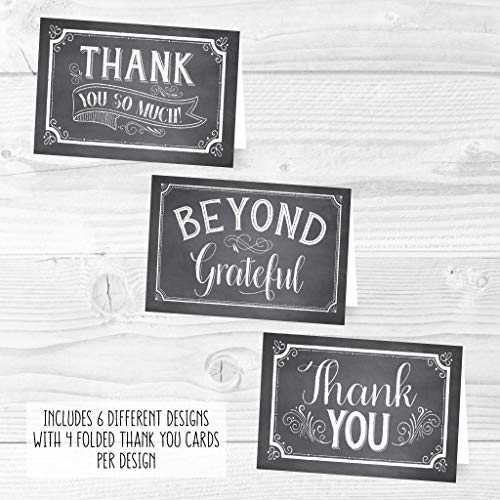 24 Bulk Thank You Cards with Envelopes Blank Cute Thank You Cards | Chalk White 6 x 4 Appreciation Card for Weddings, Valentines, Anniversary, Small Business, Party Guests, Engagement & Funeral - color: Chalk White 24 pcs