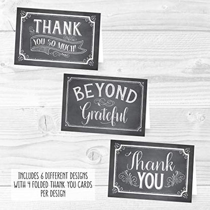 24 Bulk Thank You Cards with Envelopes Blank Cute Thank You Cards | Chalk White 6 x 4 Appreciation Card for Weddings, Valentines, Anniversary, Small Business, Party Guests, Engagement & Funeral - color: Chalk White 24 pcs