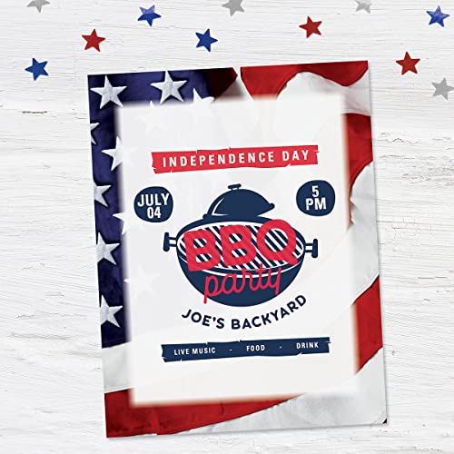 Grand Ol' Flag Patriotic Letter Papers - Set of 25, American Flag stationery papers, 8 1/2" x 11", compatible computer paper, Patriotic Letterhead, 4th of July flyers, Veterans Day, Memorial Day - color: Grand Ol' Flag