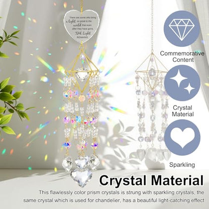 AceOrbit Memorial Gifts Crystal Suncatchers for Window Hanging Wind Chime Garden Suncatchers Rainbow Decor Sympathy Gifts for Loss of Family, Loved Ones, Funerals, Bereavement, Remembrance