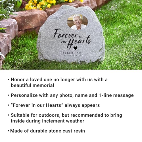 Let's Make Memories Personalized Memorial Garden Stone - Sympathy - Loss of Loved One - Condolences - Outdoor - Headstone - Durable Resin - Upright Garden Marker - Photo - Lasting Legacy - style: Lasting Legacy