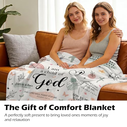 Christian Gifts for Women - I Am a Child of God Blanket 60"x50", Inspirational Religious Birthday Gifts for Women Mom Sister Friends, Christmas Baptism Catholic Spiritual Jesus Faith Bible Prayer - color: Christian2