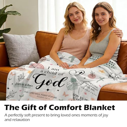 Christian Gifts for Women - I Am a Child of God Blanket 60"x50", Inspirational Religious Birthday Gifts for Women Mom Sister Friends, Christmas Baptism Catholic Spiritual Jesus Faith Bible Prayer - color: Christian2