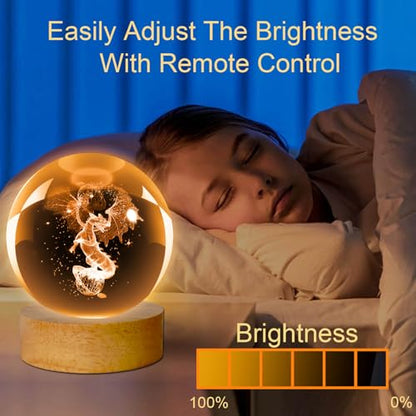 3D Dragon Lamp, Crystal Ball Night Light Dragon Gifts for Women Men Kids | 60mm 16 Colors Table Lamp with Wooden Base and Remote Control, Birthday Gift for Women Men Kids - color: dragon