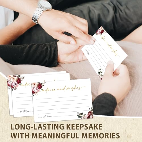 Advice and Wishes Cards – 50 Pcs Flowers Perfect for the Bride and Groom, Baby Shower, Bridal Shower, Wedding Shower, Graduation Party, Retirement Party, Anniversary -A08 - color: Flowers, size: Standard Cards