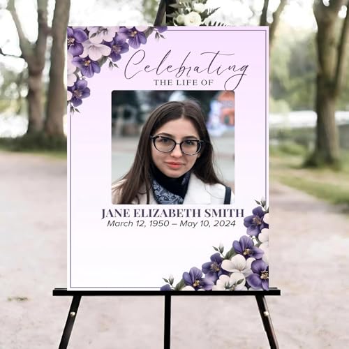 Peace Floral Funeral Welcome Sign, Celebration of Life Welcome Sign, in Loving Memory Sign, Celebration of Life Funeral Sign, Celebration of Life Sign, Memorial Sign with Photo #Yu1 - color: Version #10