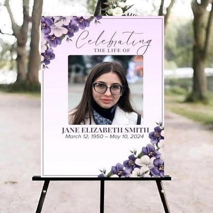 Peace Floral Funeral Welcome Sign, Celebration of Life Welcome Sign, in Loving Memory Sign, Celebration of Life Funeral Sign, Celebration of Life Sign, Memorial Sign with Photo #Yu1 - color: Version #10