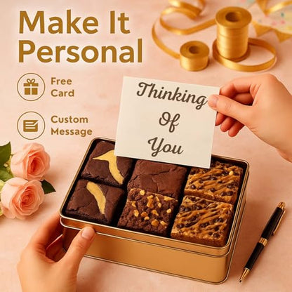 Thinking Of You Baskets For Women - 18 Individually Wrapped Brownies Freshly Baked in a Variety of Flavors - Dulcet's Signature Flavored Fudge Brownies - Gift Box Comes with Thinking of You Card - style: Thinking of You